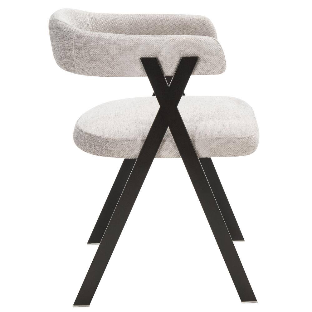 Izzy 33" Gray Chenille Upholstered Arm Chair with Metal Frame