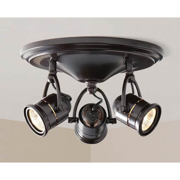 Hampton Bay 3-Light Antique Bronze Round-Base Pinhole Ceiling Fixture
