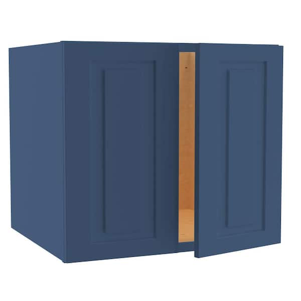 Home Decorators Collection Grayson 24 in. W x 24 in. D x 24 in. H Assembled Plywood Wall Bridge Kitchen Cabinet in Mythic Blue with Soft Close