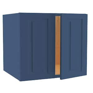 Grayson Mythic Blue Painted Plywood Shaker Assembled Wall Kitchen Cabinet Soft Close 27 W in. 24 D in. 24 in. H