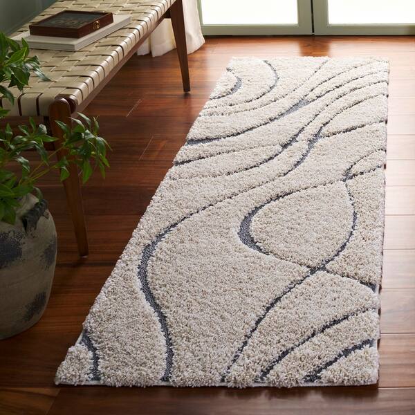 Florida Shag 2 x 21 Cream/Gray Wave Runner Rug