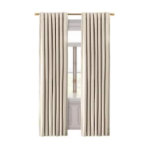 Premium Velvet Bone Solid 50 in. W x 108 in. L Rod Pocket With Back Tab Room Darkening Curtain Panel