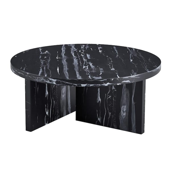 Sudzendf Black MDF Round Outdoor Side Table 1-Piece