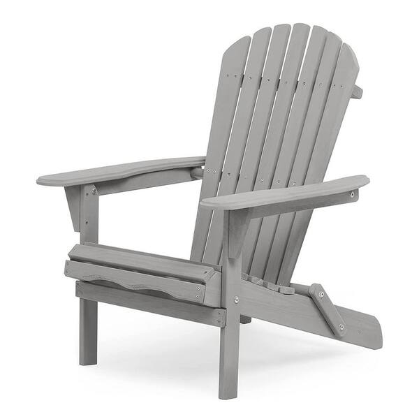 Maincraft Gray Outdoor Wooden Lounge Patio Folding Adirondack Chair (Set of 2)