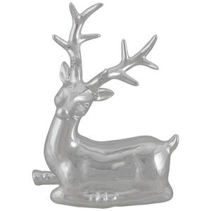 10 in. Metallic Silver Sitting Reindeer Christmas Tabletop Decor