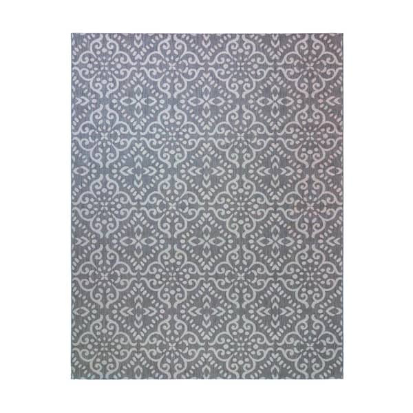 Gertmenian Paseo Powis Gray/Cream 8 ft. x 10 ft. Trellis Indoor/Outdoor Area Rug