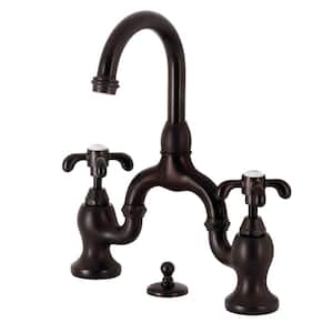 French Country Bridge 8 in. Widespread 2-Handle Bathroom Faucet with Brass Pop-Up in Oil Rubbed Bronze