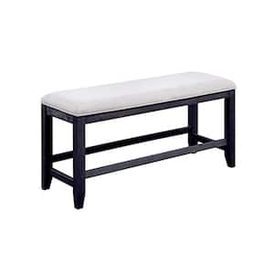 Black and White 48 in. Backless Counter Height Bedroom Bench with Tapered Legs