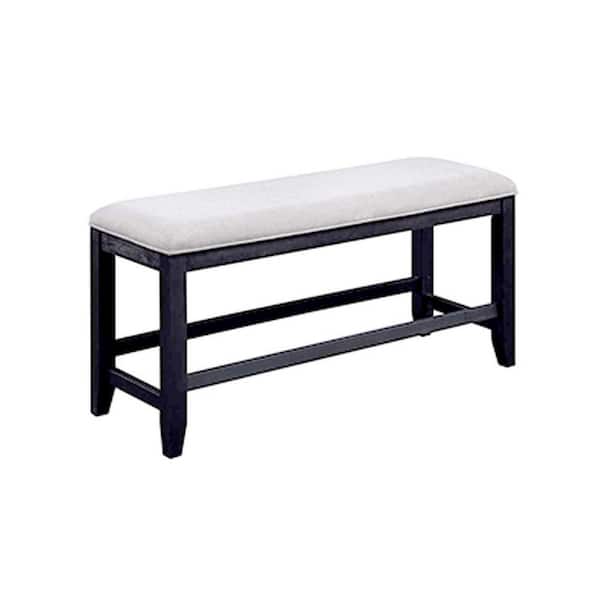 Benjara Black and White 48 in. Backless Counter Height Bedroom Bench with Tapered Legs