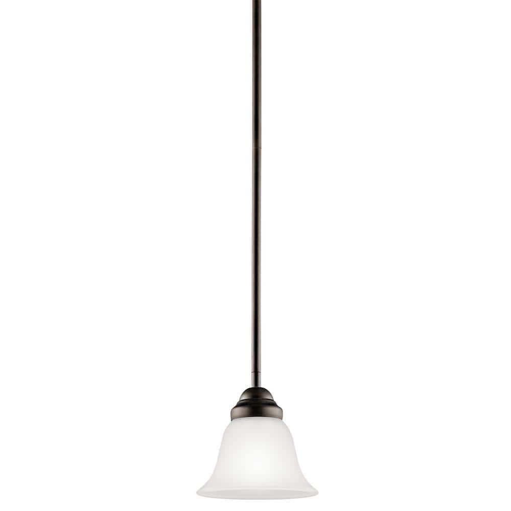 Olde Bronze Mini Pendant with White Glass Shade