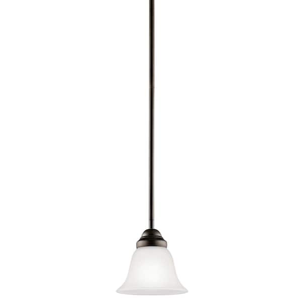 KICHLER Wynberg 1-Light Olde Bronze Transitional Shaded Kitchen Mini Pendant Hanging Light with Satin Etched Glass