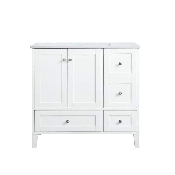 Simply Living 36 in. Single Bathroom Vanity in White with Engineered ...