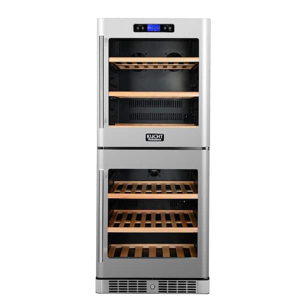 Kucht 84-Bottle Dual Zone Wine Cooler Built-In with Compressor in Stainless Steel