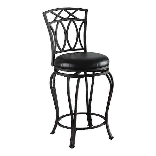 Coaster 24 in. Elegant Metal Counter Stool with Faux Leather Seat Black