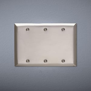 Pass & Seymour 302/304 S/S 3 Gang 3 Box Mounted Blank Wall Plate, Stainless Steel (1-Pack)