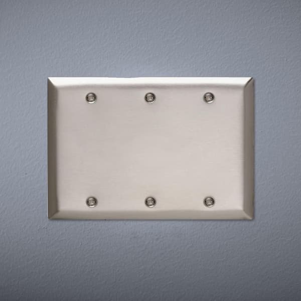 Pass & Seymour 302/304 S/S 3 Gang 3 Box Mounted Blank Wall Plate, Stainless Steel (1-Pack)
