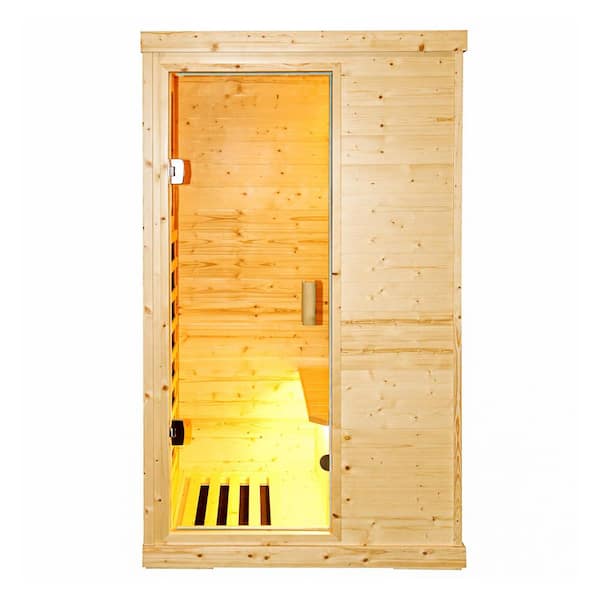 1-Person Spruce Infrared Sauna with Bluetooth, LED Lights, 900W Heater, Easy Assembly& Safety Shutoff
