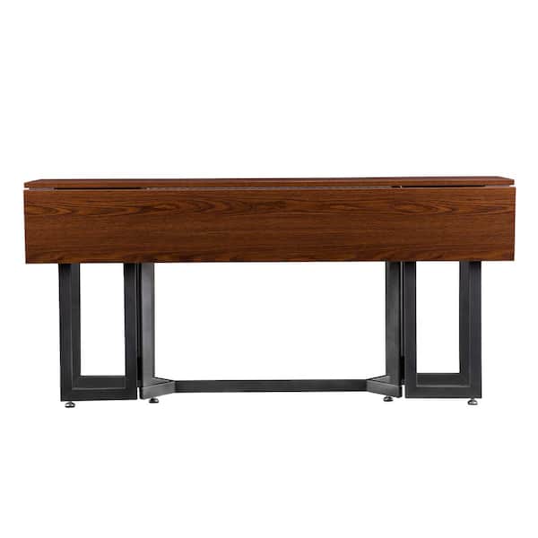 SEI FURNITURE Driness 31.5 in. Rectangle Brown Wood Leaf Table with Gray Metal Frame (Seats 4 to 6)