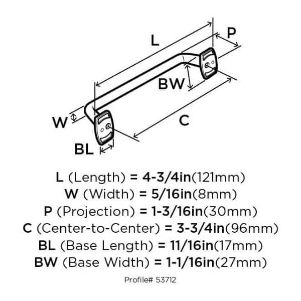 Graphite Steel Industrial Cabinet Bar Pull with Mounting Hardware