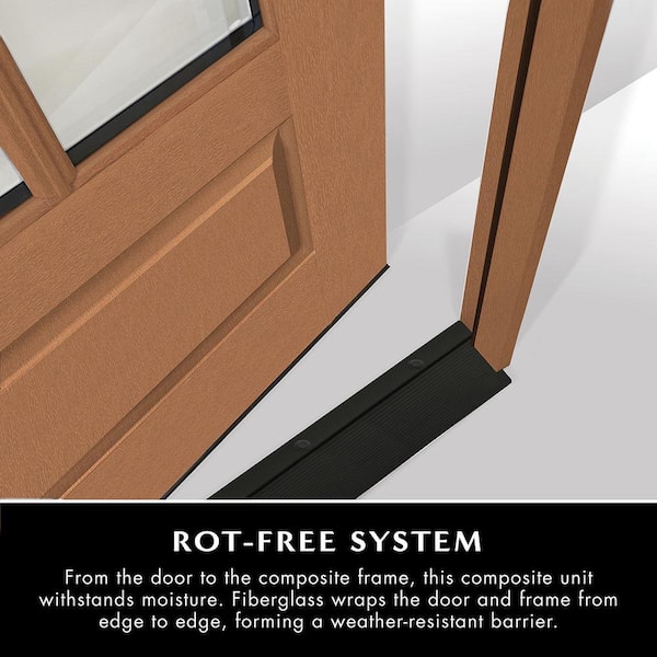 Steves & Sons Regency 64 in. x 80 in. 3/4Lite Georgian Deco Glass RHIS Onyx Mahogany Fiberglass Prehung Front Door w/Dbl12in.SL