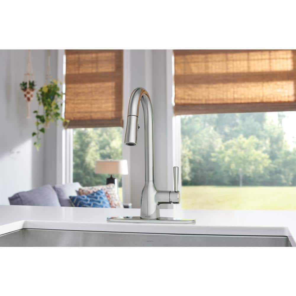 Chrome High Arc Single Handle Kitchen Faucet with Pull-Down Spray