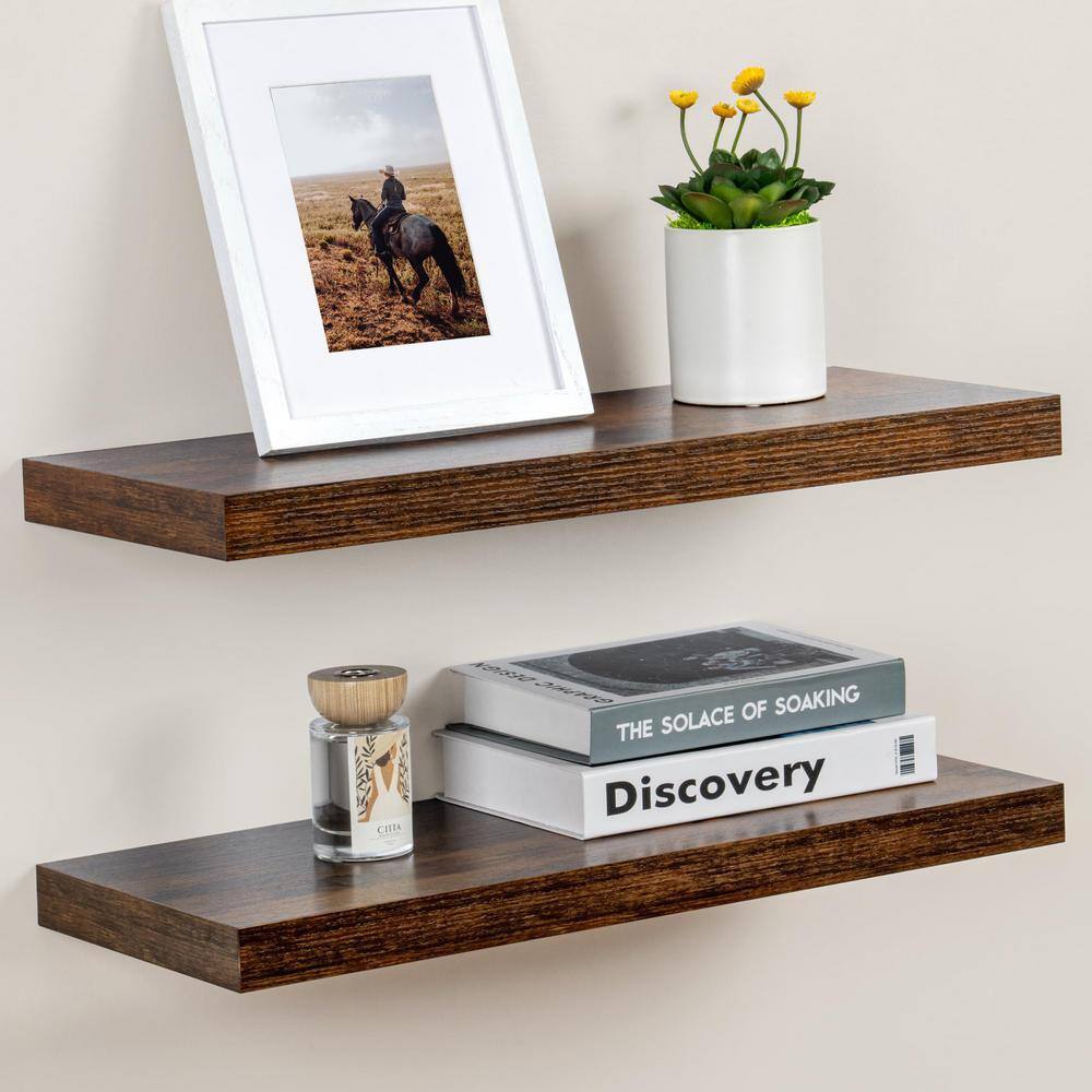 24 in. W x 9.3 in. D Rustic Decorative Wall Shelf Set of 2 TG-FS