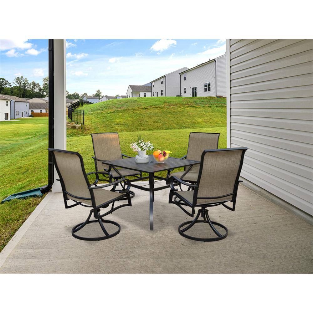 5-Piece Metal Patio Conversation Patio Dining Furniture Set for Outdoor Gar