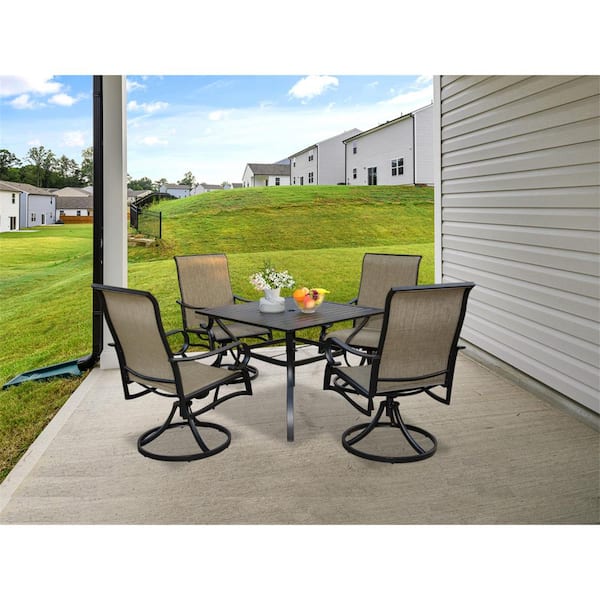 Unbranded 5-Piece Metal Patio Conversation Patio Dining Furniture Set for Outdoor Garden Yard Porch Deck