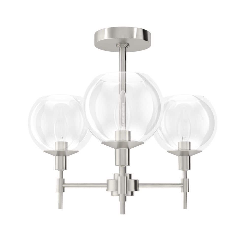 Brushed Nickel Crystal 3-Light Candle Chandelier