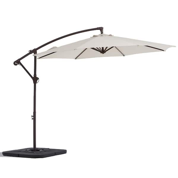 JEAREY 10 ft. Innovative Tilt Design Offset Cantilever Umbrella Patio Umbrella in Off-White