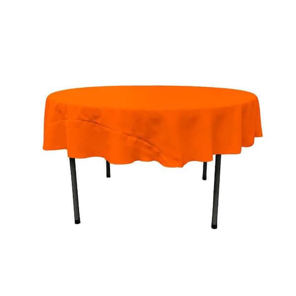 Orange 72 in. Round Polyester Poplin Tablecloth