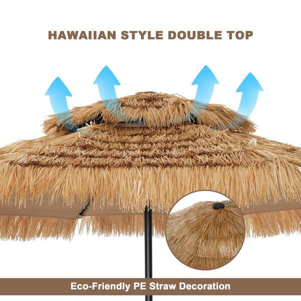 Clihome 9 ft. Outdoor Double Layer Hawaiian Style Market