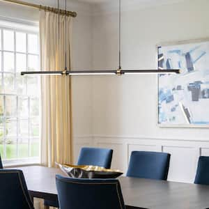 Neculina 1-Light 20-Watt Integrated LED Black and Gold Linear Chandelier Kitchen Light