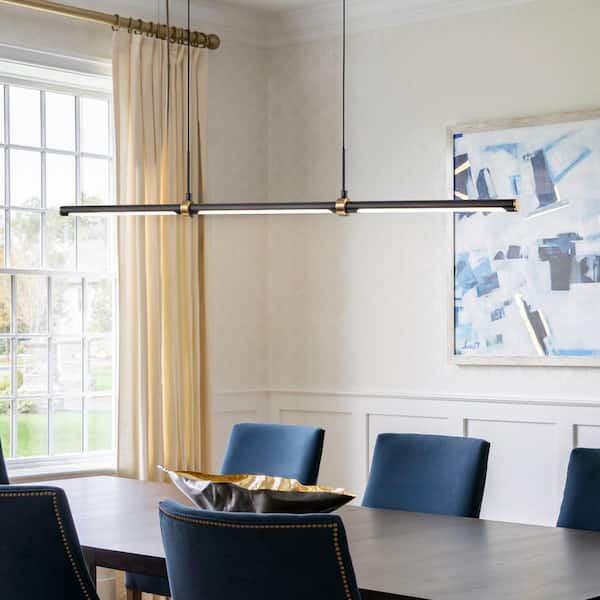 EDISLIVE Neculina 1-Light 20-Watt Integrated LED Black and Gold Linear Chandelier Kitchen Light