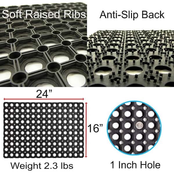 Black Dotted Electrical Insulation Anti Skid Rubber Mat, For