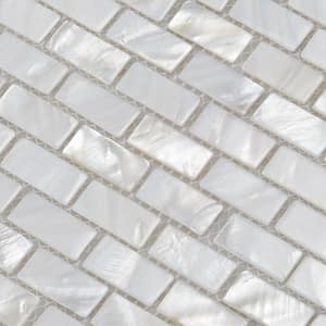 1 Sheet White 11.8 in. x 11.8 in. Mosaic Glossy Natural Seashell (0.96 sq. ft./Each)
