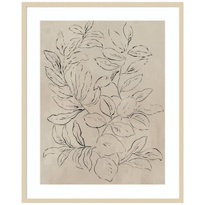 "Outlined Leaves I" by Asia Jensen 1-Piece Wood Framed Giclee Nature Art Print 33 in. x 41 in.