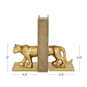 Gold Metal Leopard Bookends (Set of 2)
