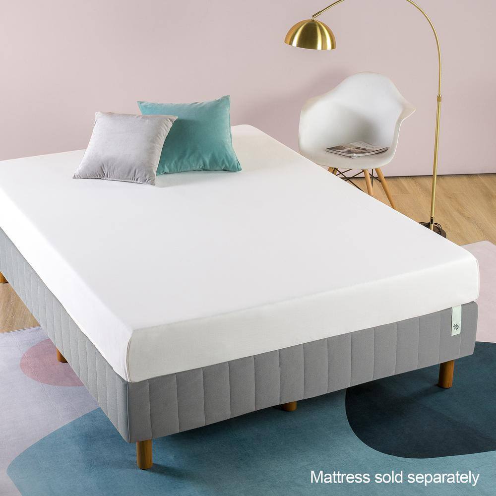 Slate Grey Twin Upholstered Metal Frame Mattress Foundation