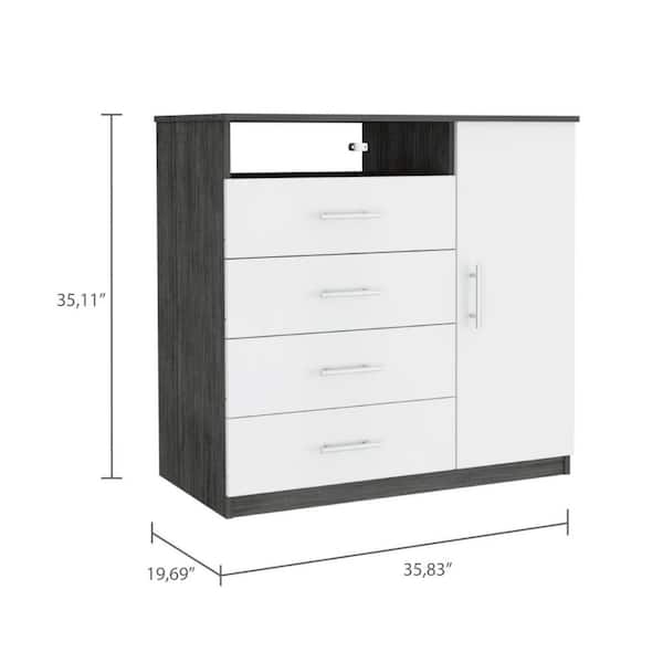 HomeRoots Charlie White 4 Drawers 35.83 in. Dresser