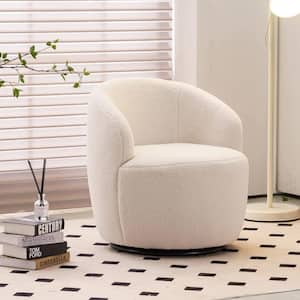 Ivory Fabric Arm Chair with Swivel (Set of 1)