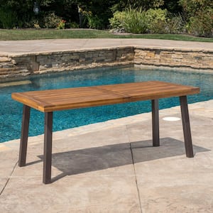 DellaTeak Finish Rectangle Wood Outdoor Patio Dining Table