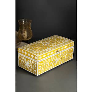 Jodhpur Mother of Pearl Decorative Box - Mustard 16 in.