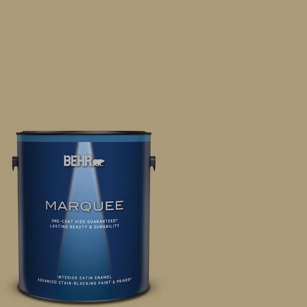 BEHR MARQUEE 1 gal. #PPU8-06 Exploring Khaki Satin Enamel Interior Paint & Primer