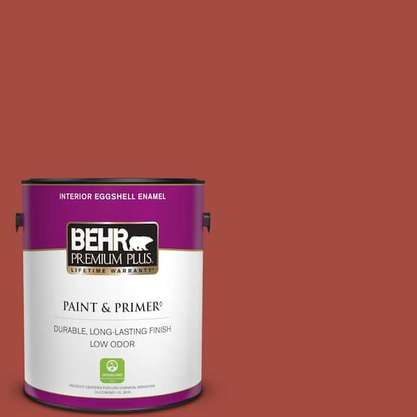 BEHR PREMIUM PLUS 1 gal. #170D-7 Farmhouse Red Eggshell Enamel Low Odor Interior Paint & Primer