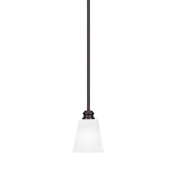 Unbranded Albany 60-Watt 1-Light Espresso Shaded Pendant Light with Quare White Muslin Glass Shade, No Bulbs Included