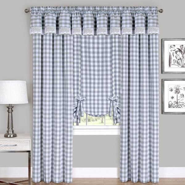 Achim Home Furnishings Buffalo Check Window Curtain 42" x 63" Grey & White 
