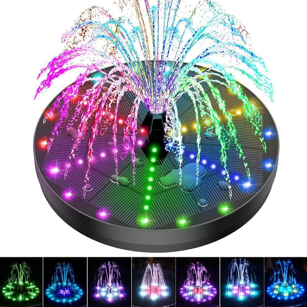 Solar Powered Water Fountain Pump with Battery LED Lights 7 Nozzles 4 Fixers for Garden Pool Pond Fish Tank price history on PriceWatchPro