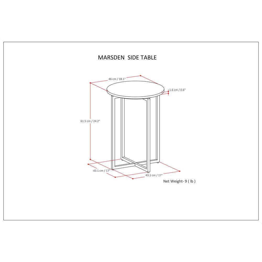 Marsden 18'' White Marble and Chrome Metal Side Table