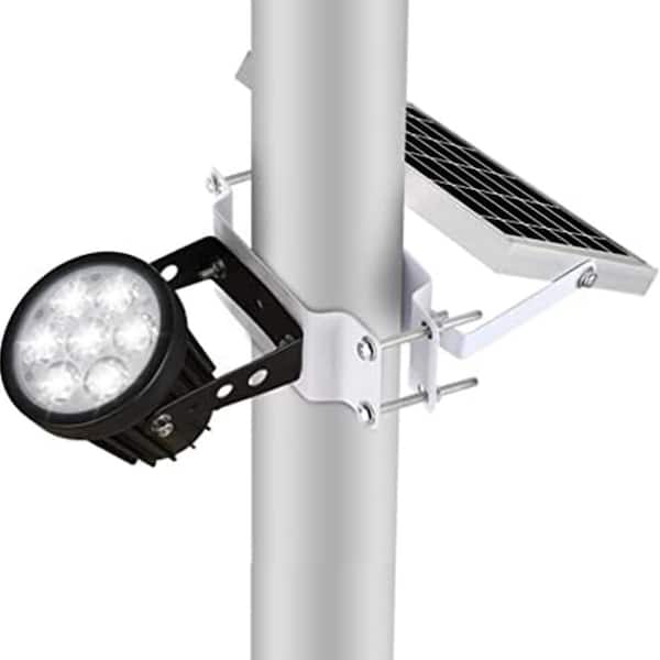 2-6 in. Adjustable Metal Solar Flag Pole Light 3 Super-Spotlights LEDs